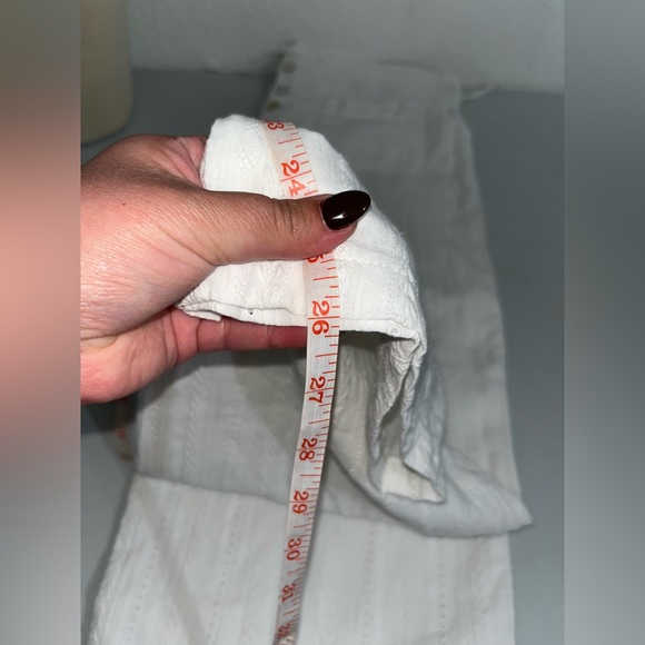 Sundance White Eyelet Boho Coastal Lined Drawstring Button Fly Pants -Size M - Picture 8 of 9